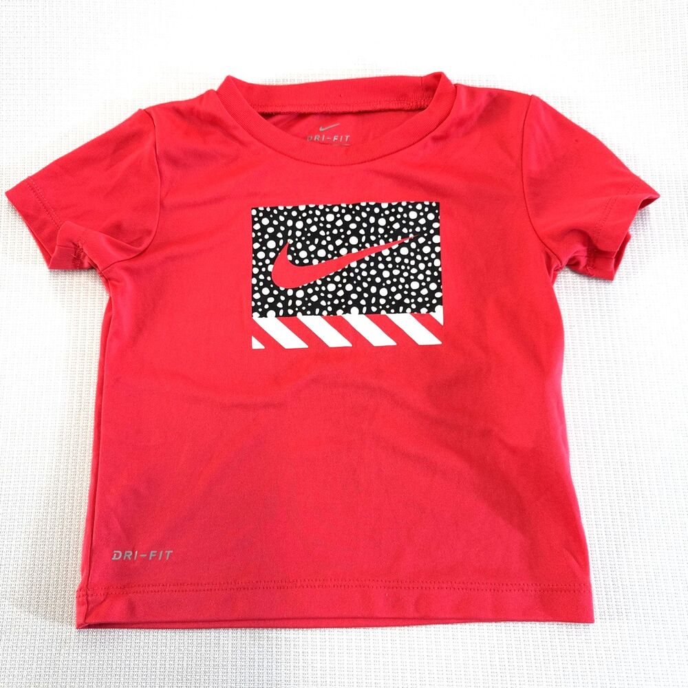 Nike Boys Dri-Fit Shirt - Neon Red, Black & White - Size 18 Months